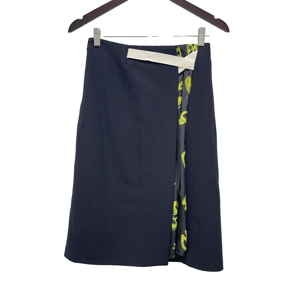 3.1 Phillip Lim Cutaway Pencil Fluorescent Yellow Navy Skirt Size 2